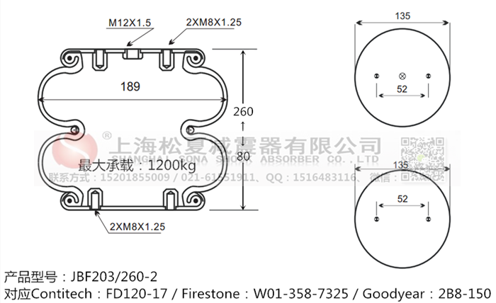 JBF203/260-2橡膠<a href='http://hun123.cn/' target='_blank'><u>空氣彈簧</u></a>